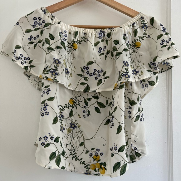 Amour Vert Tops - Amour Vert Off-the-shoulder Silk Top